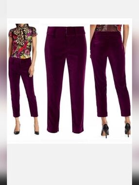 Alice + Olivia Stacey Slim High-rise Velvet Ankle Trousers SIZE 6
